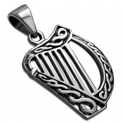 Silver Celtic Harp Pendant, pn487